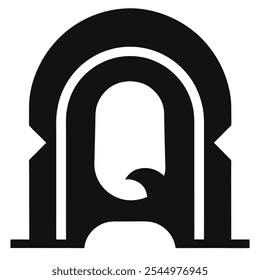 black abstract letter q icon with arch shaped