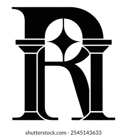 black abstract letter R icon with arch shaped