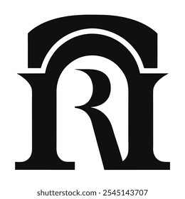 black abstract letter R icon with arch shaped