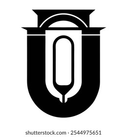 Icono abstracto negro de la letra U con forma de arco