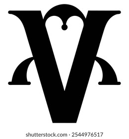 black abstract letter V icon with arch shaped
