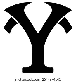 black abstract letter y icon with arch shaped