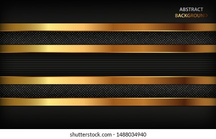 Schwarz abstrakter luxuriöser Hintergrund. Textur mit realistischem goldenem Element und Silberglitter Punkte. Moderner Hintergrund.