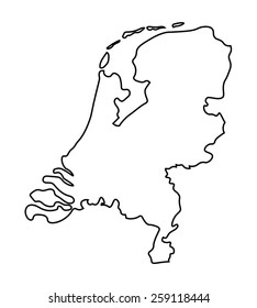 black abstract map of Netherlands map