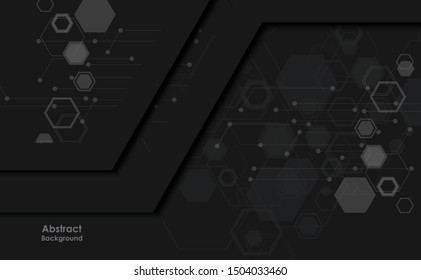 Black abstract mat geometric background elegant futuristic glossy  light with grid line.Modern shape concept