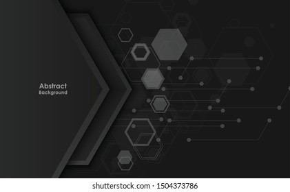 Black abstract mat geometric background elegant futuristic glossy  light with grid line.Modern shape concept