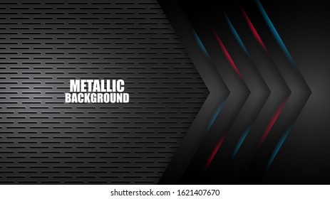 Black abstract mat geometric red and blue background elegant futuristic glossy red and blue light with grid line.Modern shape concept.
