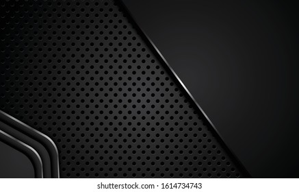 black abstract metallic frame layout design tech innovation concept background. Vector graphic.
