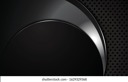 black abstract metallic frame layout design tech innovation concept background. Vector graphic.