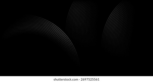Black Abstract Minimal Background with Curved Lines. Modern trendy design in Vector Illustration