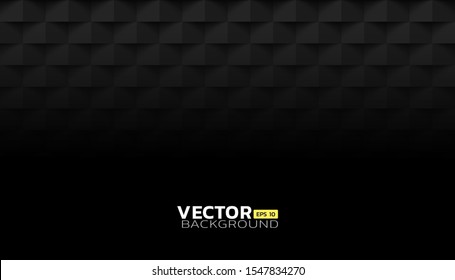 Black abstract modern square texture background, 3d paper art style with copy space below, Vector illustration