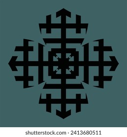 Black abstract monogram or Arabic ceramic motifs on a dark background