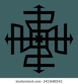 Black abstract monogram or Arabic ceramic motifs on a dark background