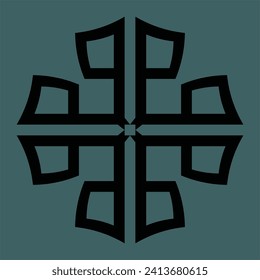 Black abstract monogram or Arabic ceramic motifs on a dark background