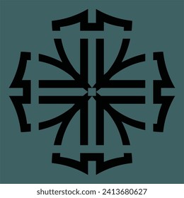 Black abstract monogram or Arabic ceramic motifs on a dark background