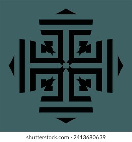 Black abstract monogram or Arabic ceramic motifs on a dark background