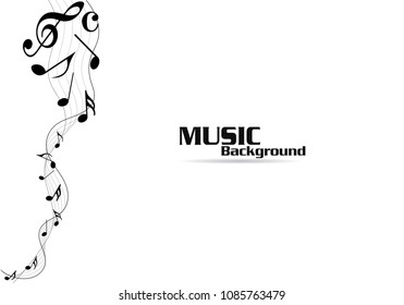 Black Abstract music notes on black line wave background. Black G-clef and music notes isolated vector illustration Can be adapt to Brochure, Annual Report, Magazine, Poster, music background.