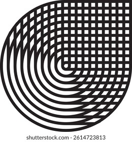 A black, abstract op art webwork vector logo