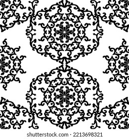 Black abstract oriental seamless pattern. Vintage wallpaper for home decor. Vector.