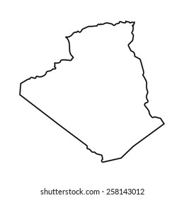 black abstract outline of Algeria map 