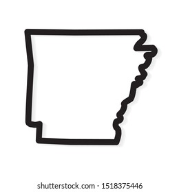 black abstract outline of Arkansas map- vector illustration