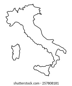 black abstract outline of Italy map 