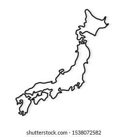 black abstract outline of Japan map- vector illustration