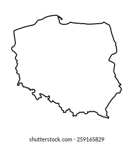 black abstract outline of Poland map