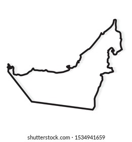 black abstract outline of United Arab Emirations map- vector illustration