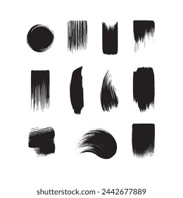 Pintura abstracta negra Pincel Conjunto de pinceladas sobre fondo blanco Cada una con estilo único