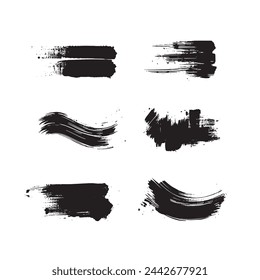 Pintura abstracta negra Pincel Conjunto de pinceladas sobre fondo blanco Cada una con estilo único