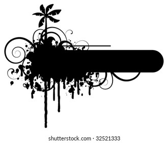 Black abstract with palm tree