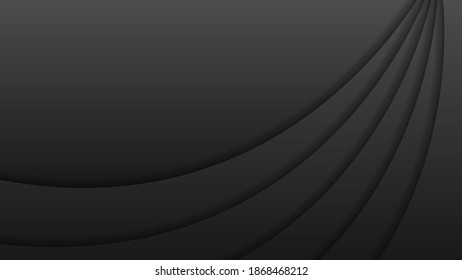 Black Abstract Paper Cut Background Vector Shadows 3D Smooth Objects Modern Design