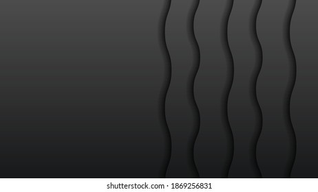 Black Abstract Paper Cut Background Vector Shadows 3D Smooth Objects Modern Design