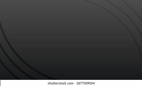 Black Abstract Paper Cut Background Vector Shadows 3D Smooth Objects Modern Design