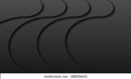 Black Abstract Paper Cut Background Vector Shadows 3D Smooth Objects Modern Design