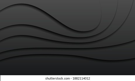 Negro Resumen de papel Cortar fondo Vector Sombra objetos suaves 3D Diseño moderno