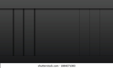 Black Abstract Paper Cut Background Vector Shadows 3D Smooth Objects Modern Design
