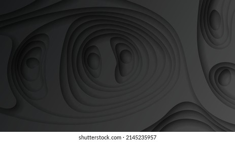 Negro Resumen de papel Cortar fondo Vector Sombra objetos suaves 3D Diseño moderno