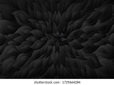 black abstract pattern. floral black  background. Dark background.