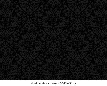 black abstract pattern. floral black  background. Dark background.
