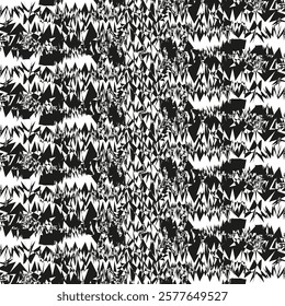 Black abstract pattern. Geometric chaotic design. Monochrome seamless texture. Vector illustration.