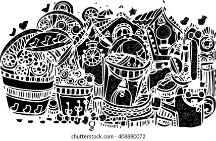 black abstract pattern of line art design 