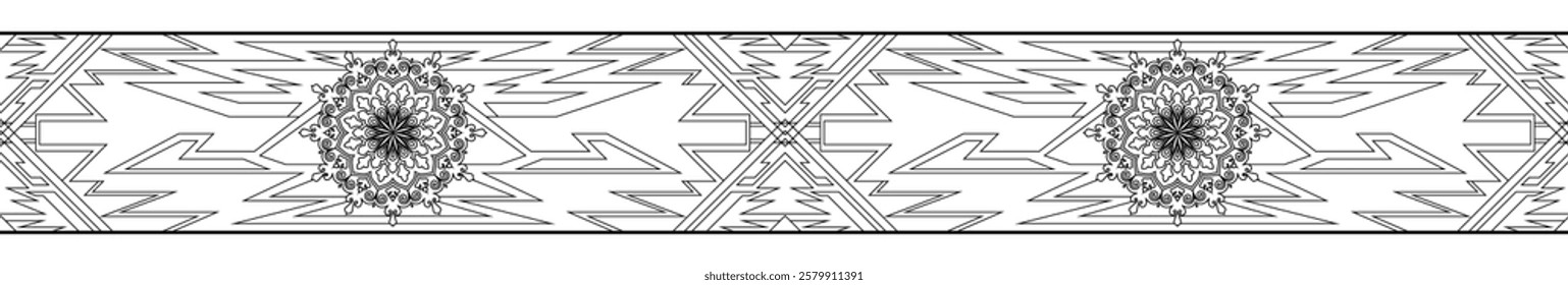 black abstract pattern line border
