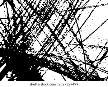 Black Abstract Pencil Scribbles and Lines on Blank Paper Background Vector Illustration