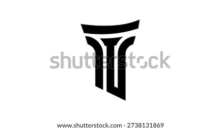 A black abstract pillar shape on a white background. The vector illustration features a stylized column with geometric elements. It is an editable vector file.