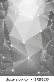 Black abstract polygonal background with shine. Vector eps 10