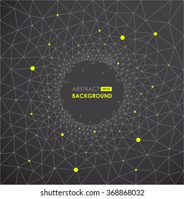 Black abstract polygonal sphere with triangles. Vector illustration. 