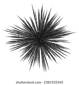 Explosión de pólvora abstracta negra. Polvo negro que explota partículas de círculo aisladas sobre fondo blanco. Ilustración del vector