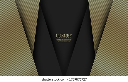 Schwarz abstrakter Premium-Hintergrund mit goldenen Linien. Modernes Luxuskonzept.  Vektorgrafik
